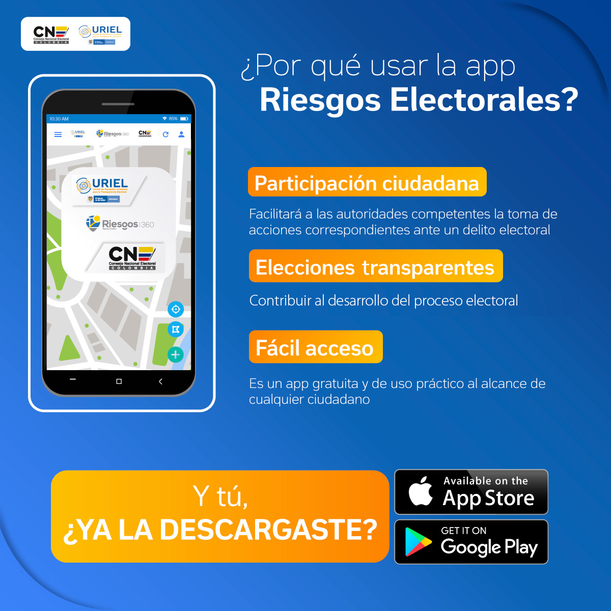 Instale la App Riesgos Electorales y denuncie