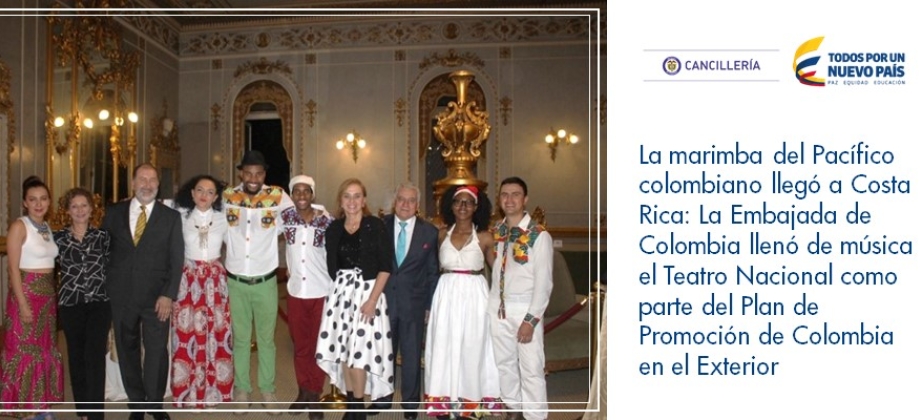 La marimba del Pacífico colombiano llegó a Costa Rica: La Embajada de Colombia llenó de música el Teatro Nacional como parte del Plan de Promoción de Colombia 