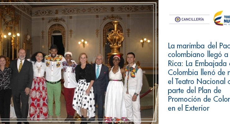 La marimba del Pacífico colombiano llegó a Costa Rica: La Embajada de Colombia llenó de música el Teatro Nacional como parte del Plan de Promoción de Colombia 
